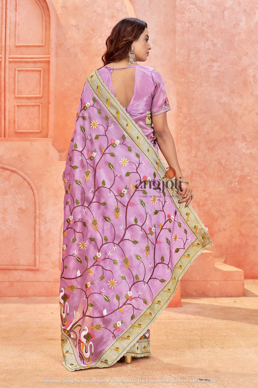 Premium Embroidered Soft Saree & Matching Embellished Blouse (Unstitched)