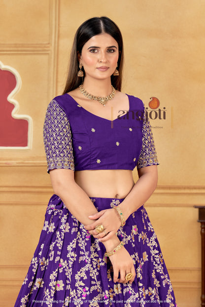 Designer Silk Lehenga with matching blouse and yellow dupatta