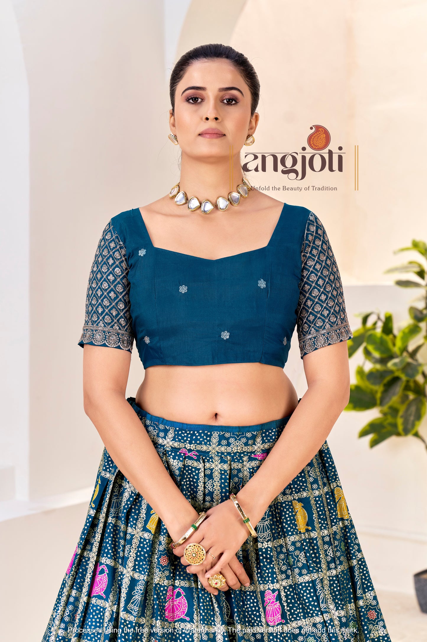 Premium Silk Lehenga Choli Navy Blue with Zari Weaving & Yellow Dupatta & Maching Blouse (Unstitched)