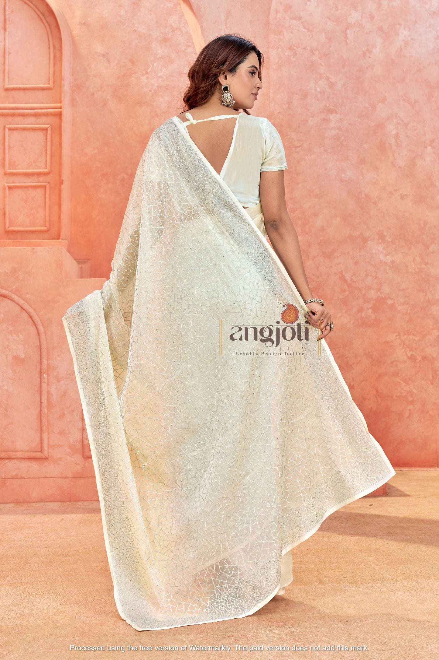 Premium Off-White Embroidered Designer Work Saree – Wedding & Festive Collection