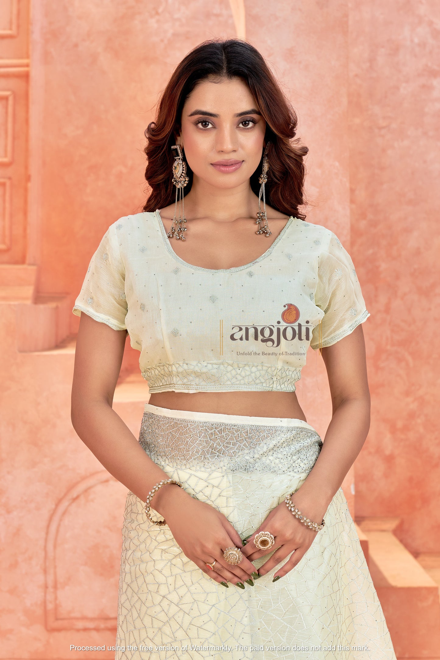 Premium Off-White Embroidered Designer Work Saree – Wedding & Festive Collection