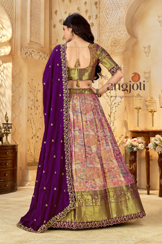 Silk Lehenga Choli with Golden Zari Border & Embroidered Dupatta | Wedding & Festive Wear | Blouse Unstitched