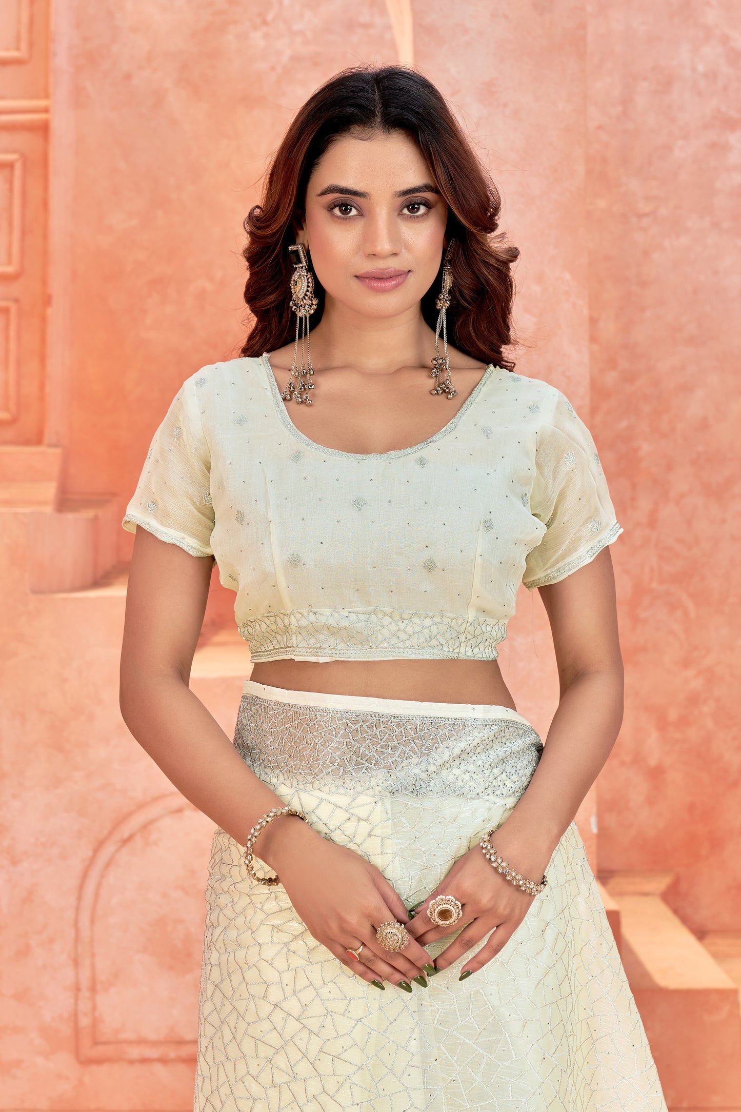 Premium Off-White Embroidered Designer Work Saree – Wedding & Festive Collection