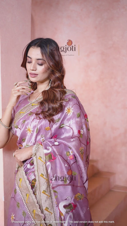 Premium Embroidered Soft Saree  & Matching Embellished Blouse (Unstitched)