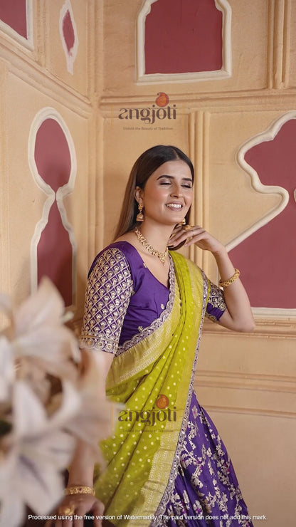 Designer Silk Lehenga with matching blouse and yellow dupatta