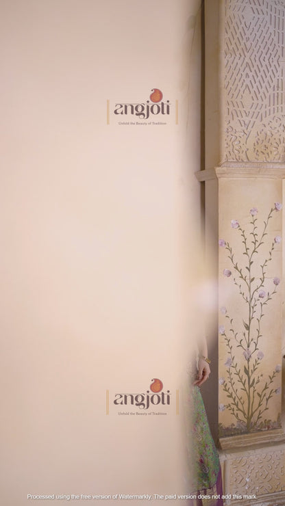 Purple & Green Banarasi Silk Lehenga Choli with Rich Golden Zari Weaving Dupatta| Wedding & Festive Wear